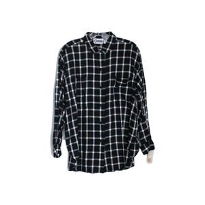 Genesis Plaid Blouse Women's S Black & White Shirt  NWT